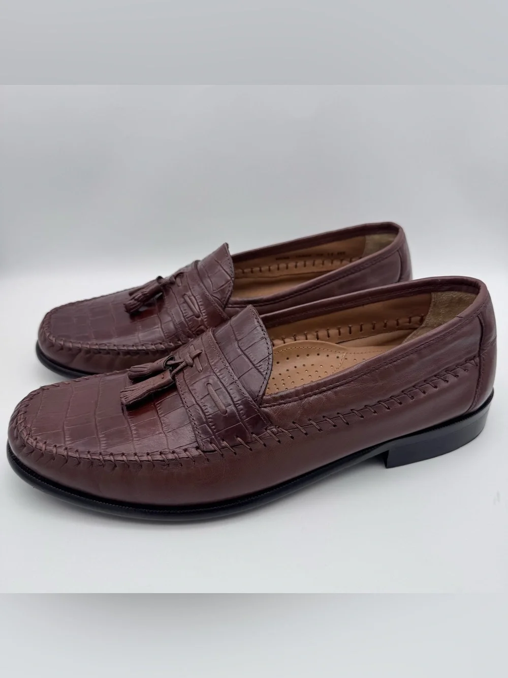 Florsheim Pisa Croc-Print Tassel Loafers – Brown – Mens Size 12 EEE (Extra Wide)